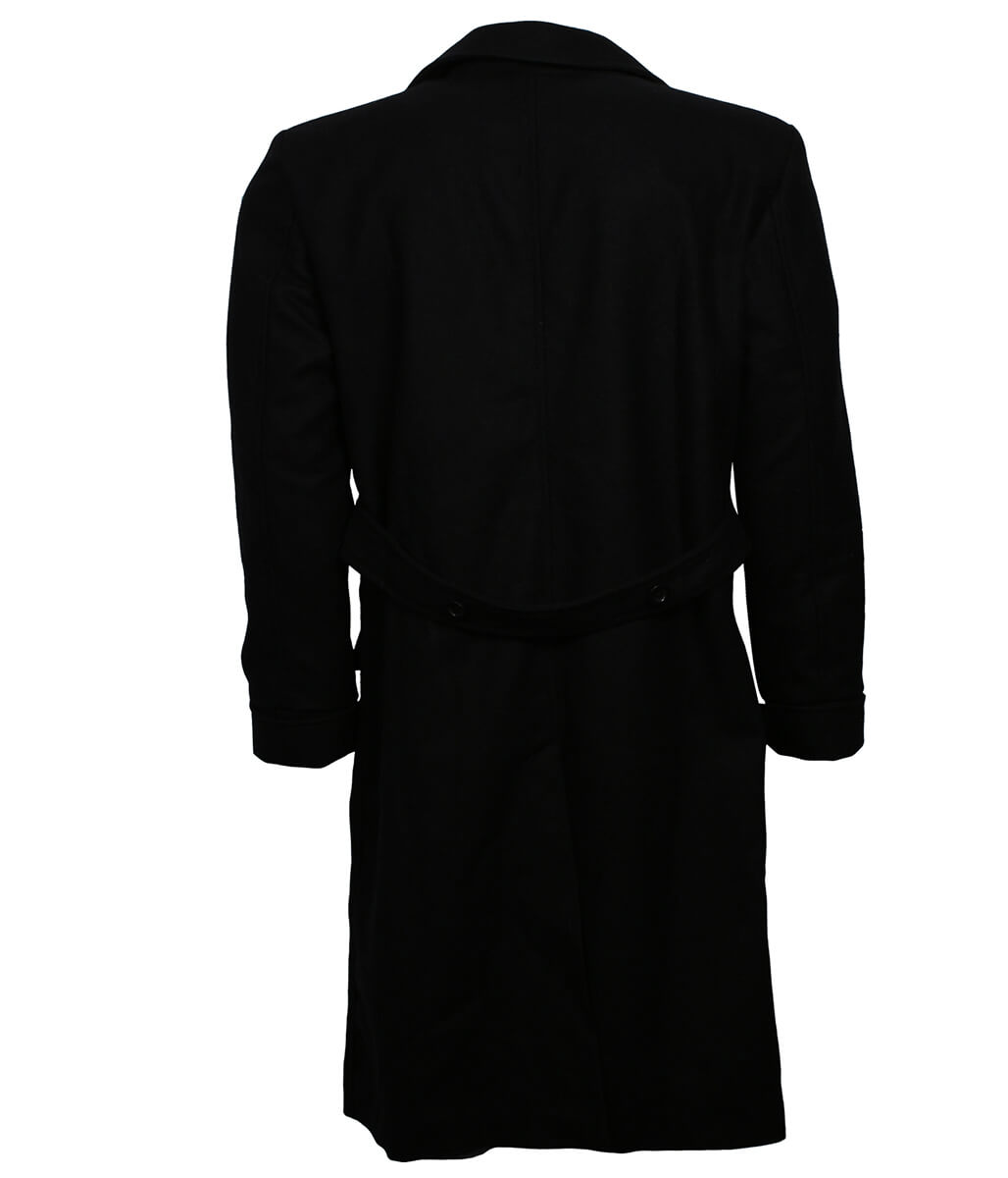 Vintage Military Classic Black Double-Breasted Wool Coat