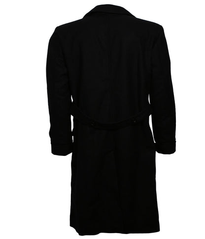 Vintage Military Classic Black Double-Breasted Wool Coat
