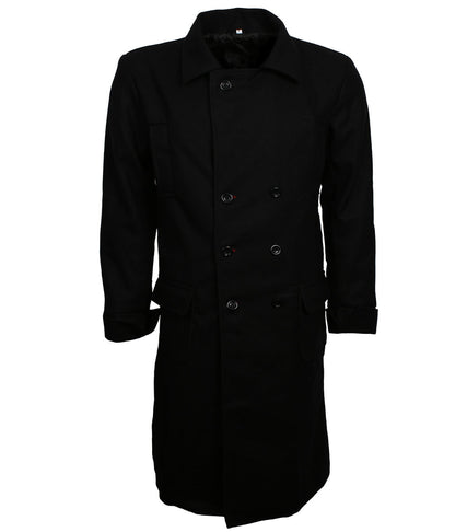 Vintage Military Classic Black Double-Breasted Wool Coat