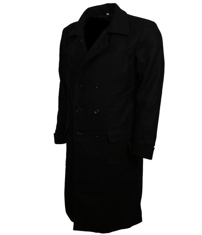 Vintage Military Classic Black Double-Breasted Wool Coat