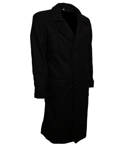 Vintage Military Classic Black Double-Breasted Wool Coat