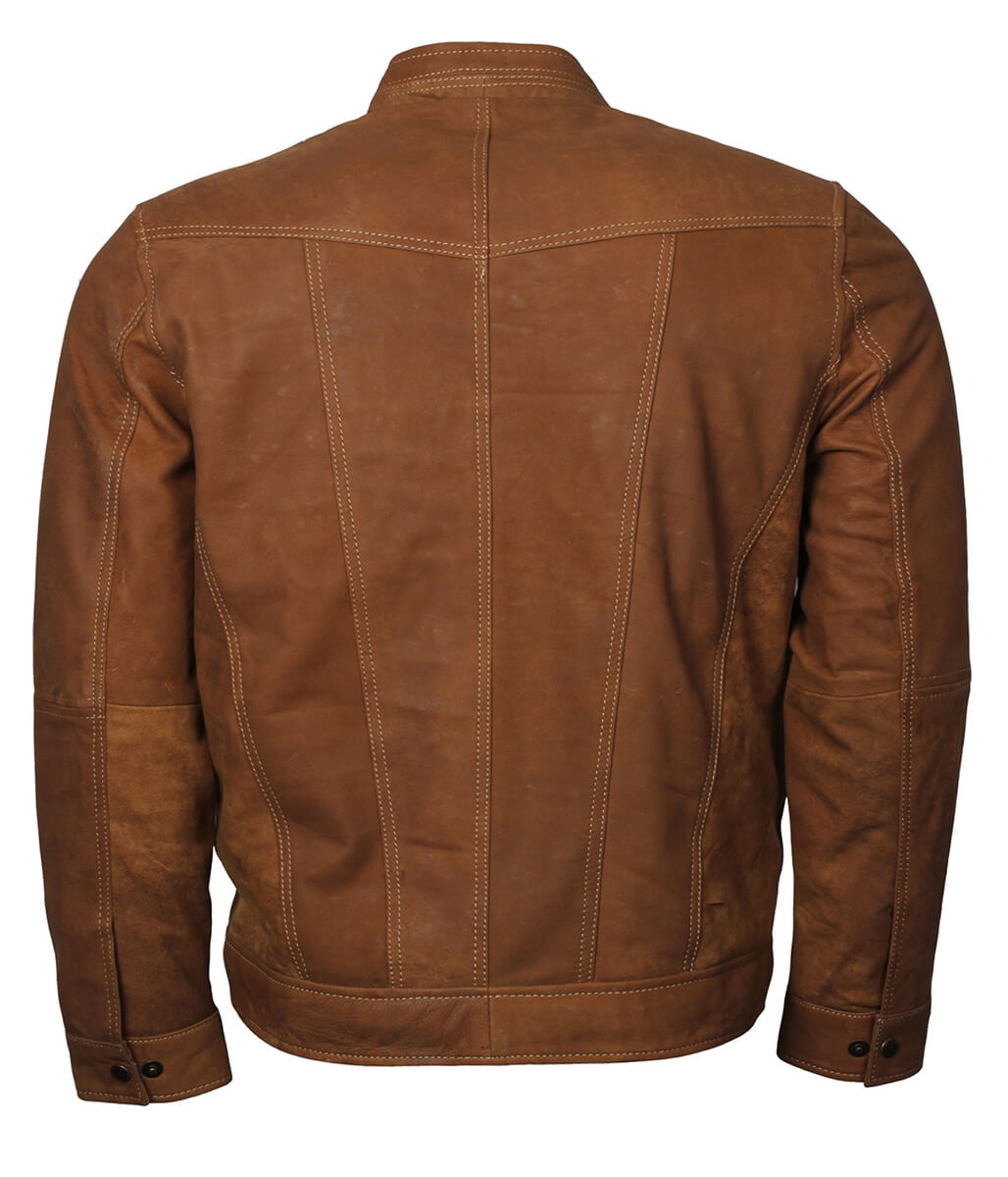 Vintage Motorcycle Men Distressed Brown Leather Jacket