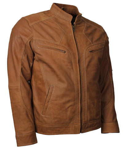 Vintage Motorcycle Men Distressed Brown Leather Jacket