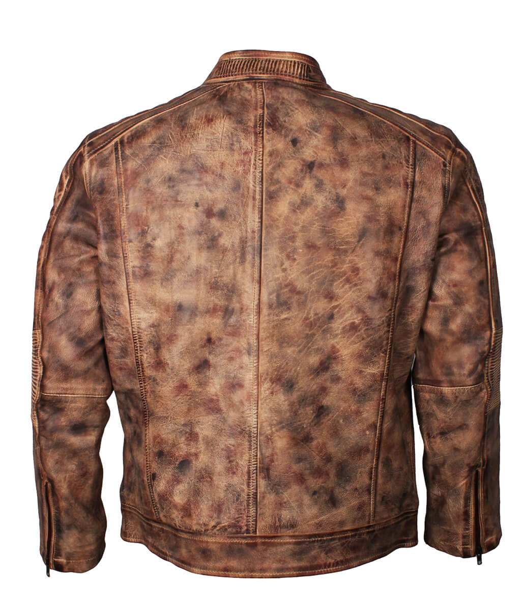 Vintage Padded Shoulder Antique Brown Leather Jacket