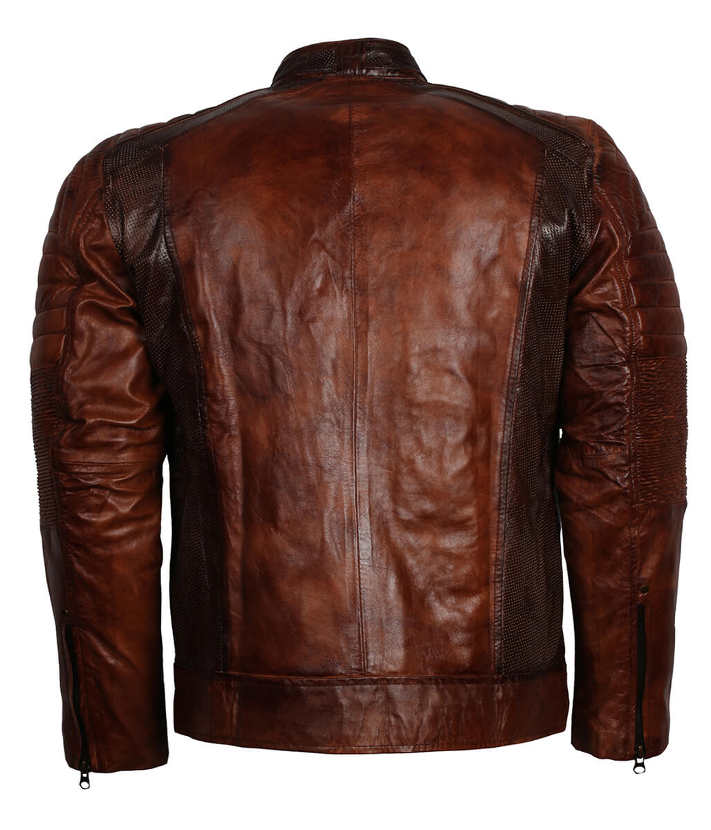 Vintage Urban Biker Style Quilted Shoulder Leather Jacket