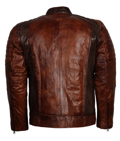 Vintage Urban Biker Style Quilted Shoulder Leather Jacket