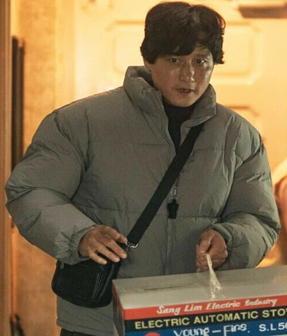 Yang Gwan When Life Gives You Tangerine Grey Puffer Jacket