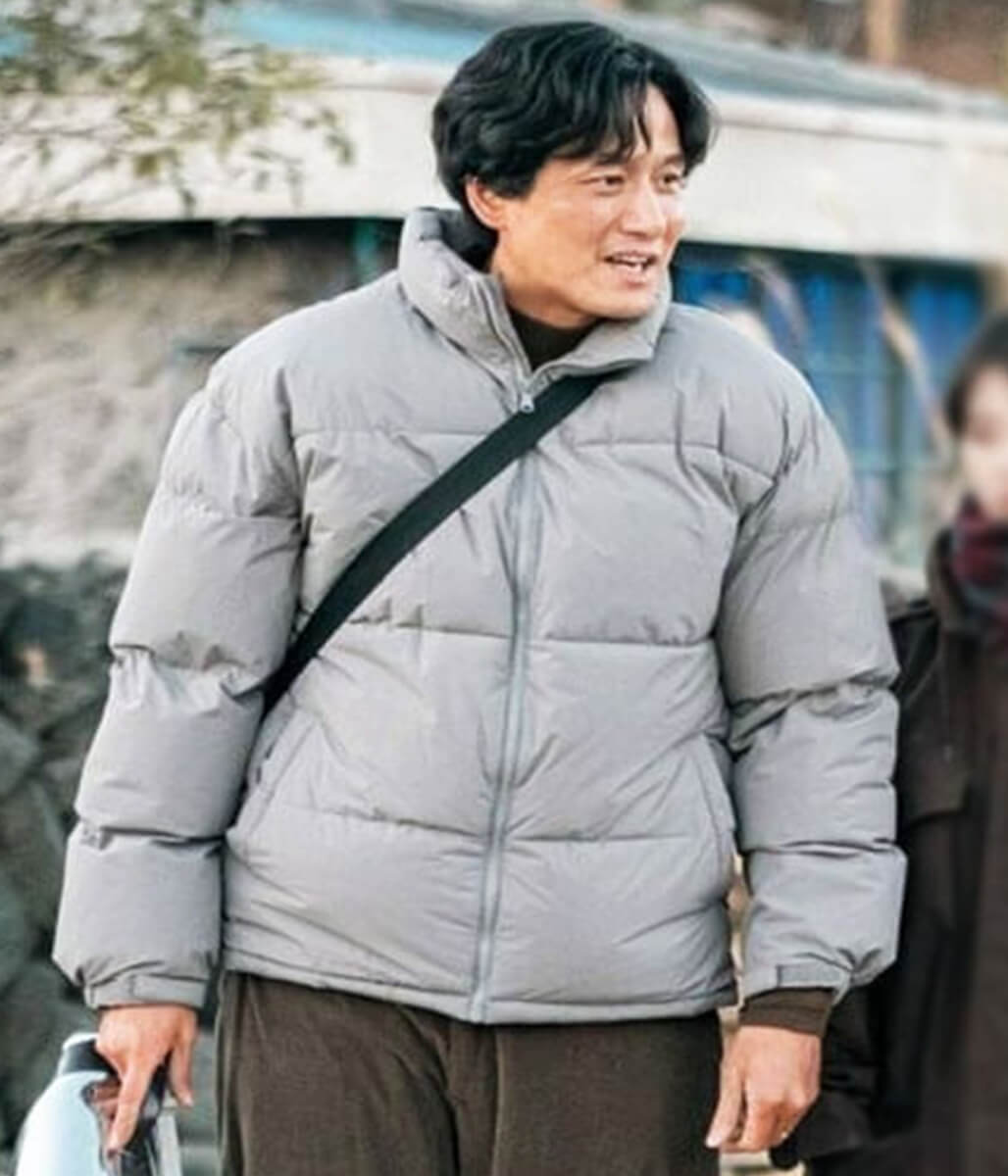Yang Gwan When Life Gives You Tangerine Grey Puffer Jacket
