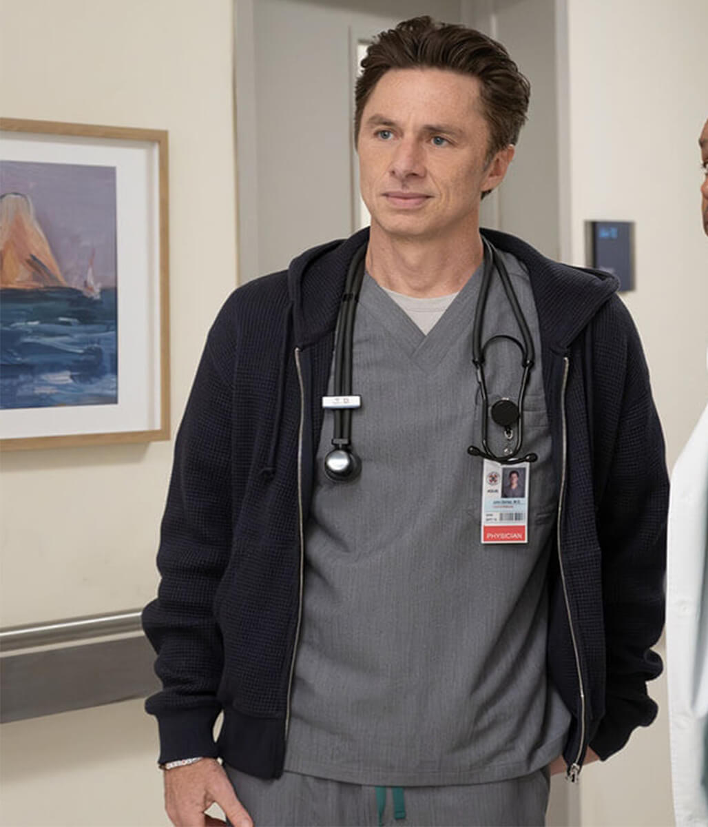 Zach Braff Scrubs S01 Grey Zipup Hoodie