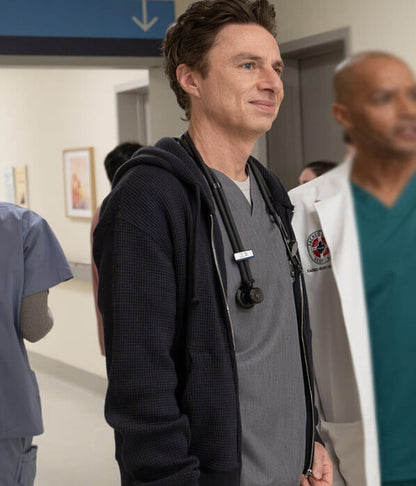 Zach Braff Scrubs S01 Grey Zipup Hoodie