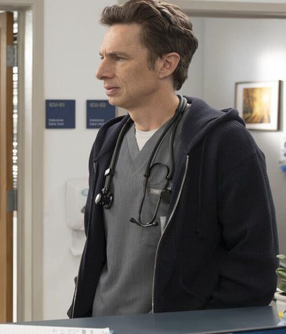 Zach Braff Scrubs S01 Grey Zipup Hoodie