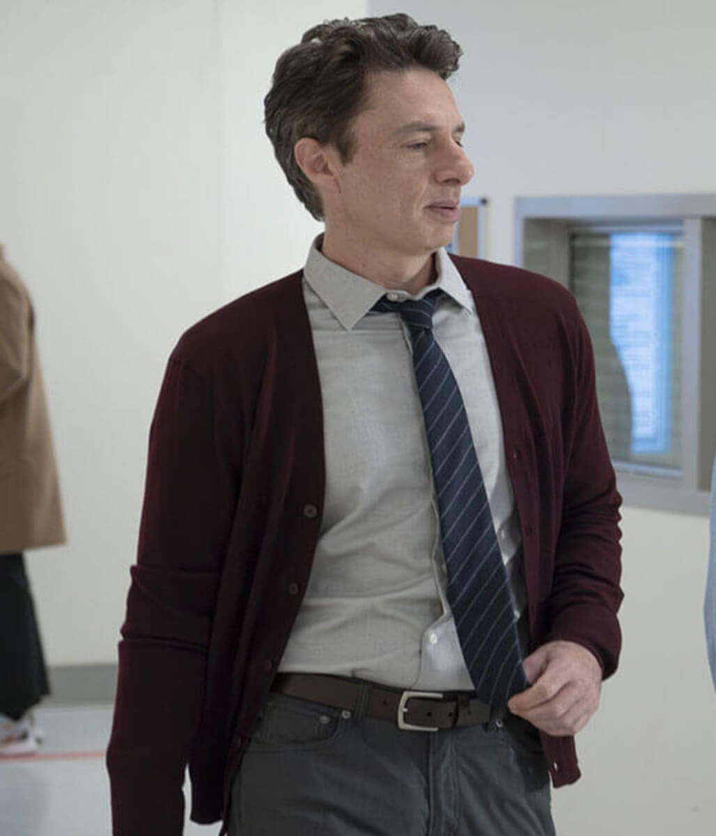 Zach Braff Scrubs S01 Maroon Cardigan Jacket