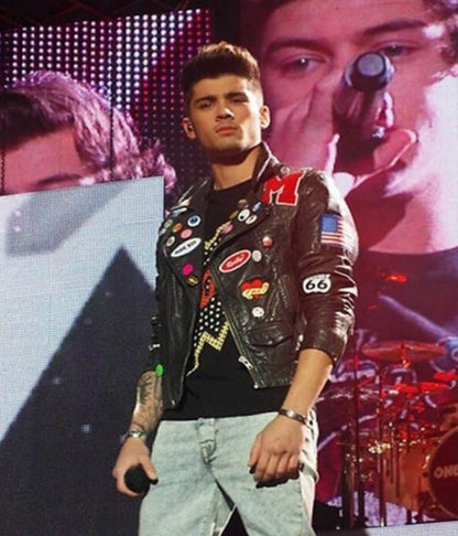 Zayn Malik Black Leather Biker Jacket