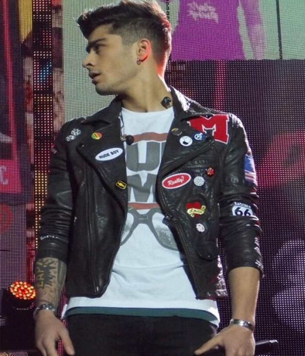 Zayn Malik Black Leather Biker Jacket