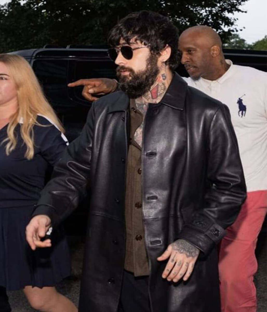 Zayn Malik Black Leather Trench Coat