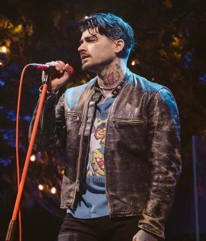 Zayn Malik Brown Distressed Leather Jacket