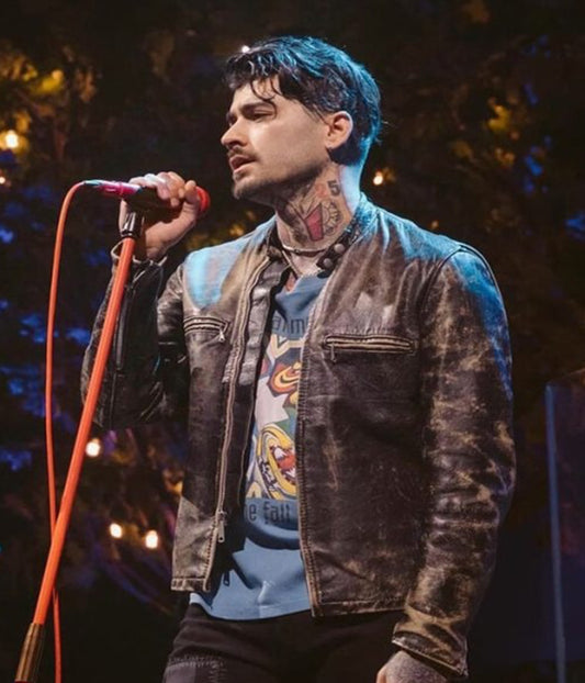 Zayn Malik Brown Distressed Leather Jacket