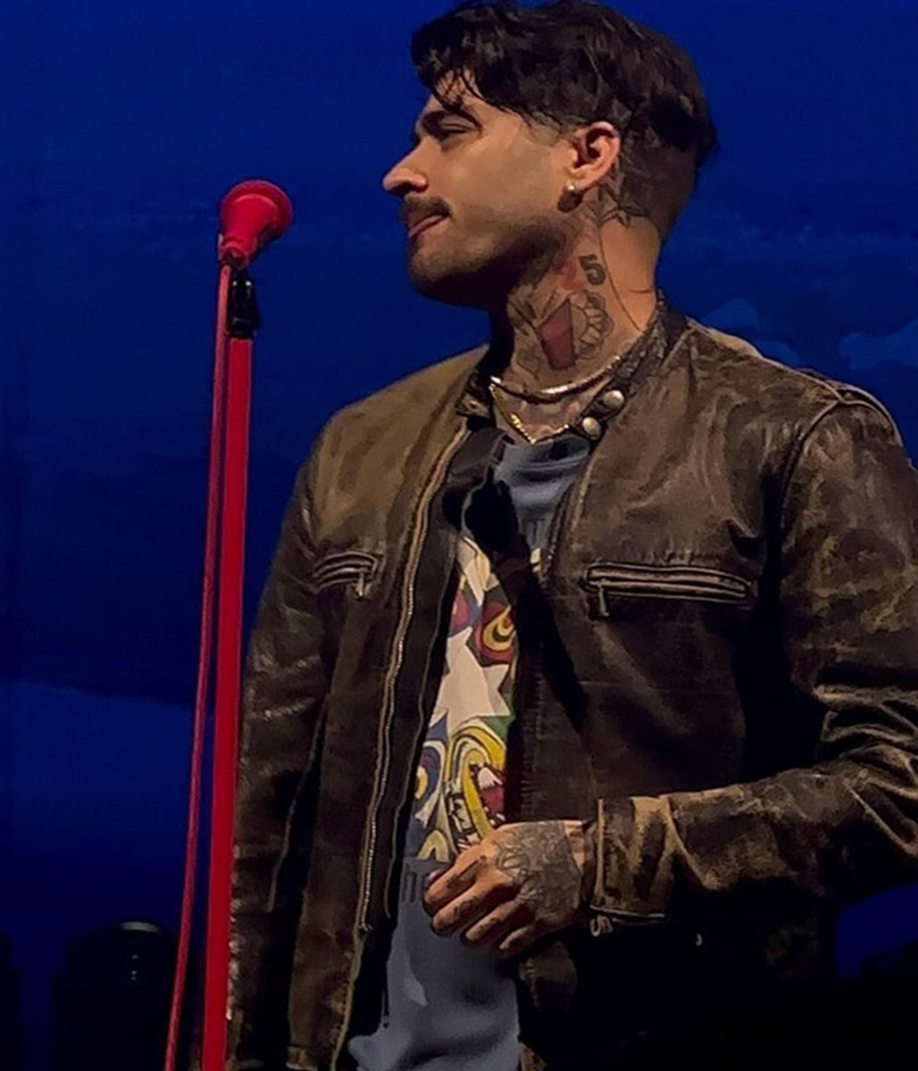 Zayn Malik Brown Distressed Leather Jacket