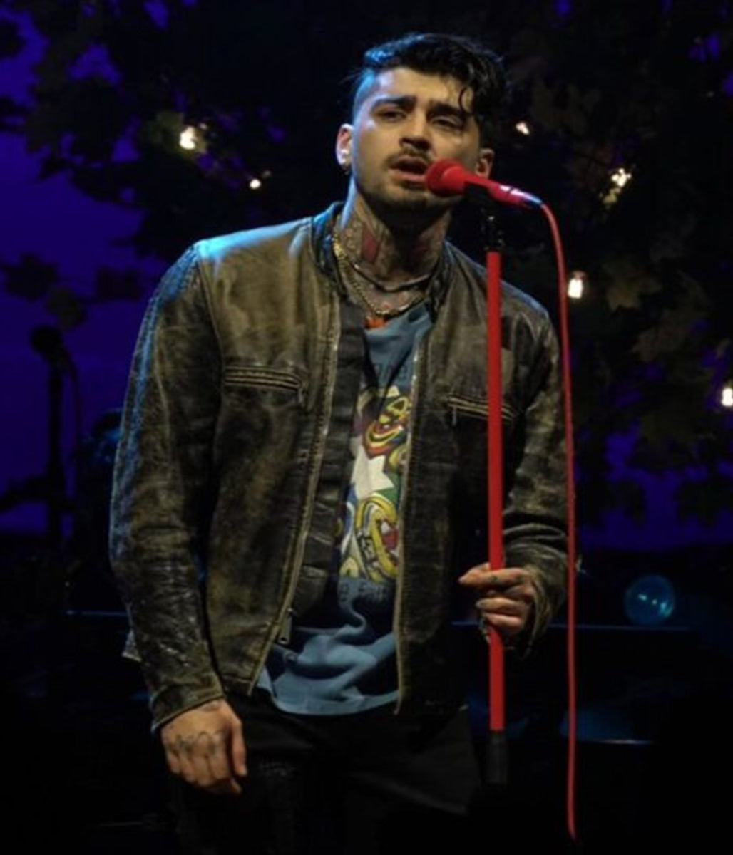Zayn Malik Brown Distressed Leather Jacket