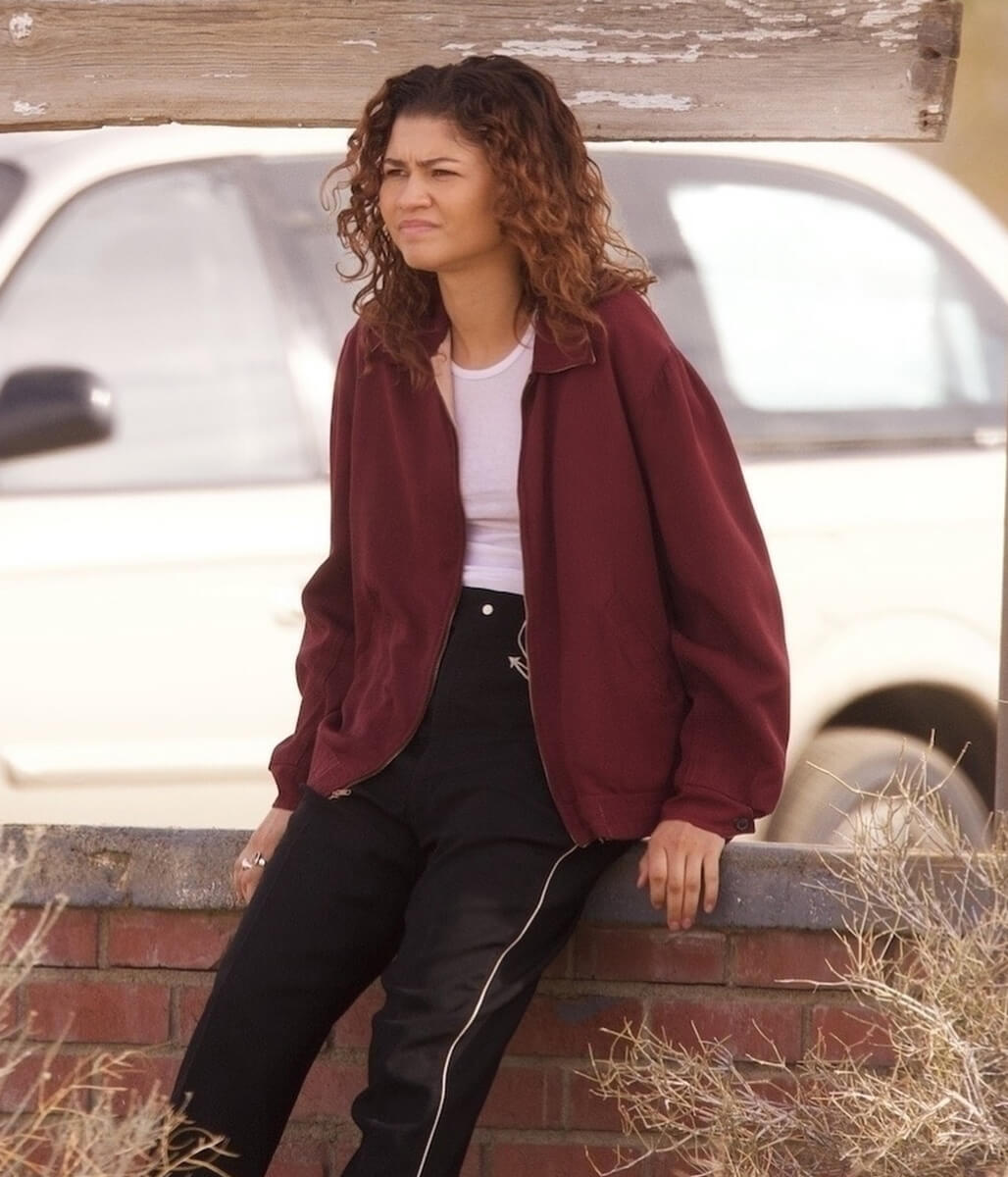 Zendaya Coleman Euphoria Season 03 Red Fleece Jacket
