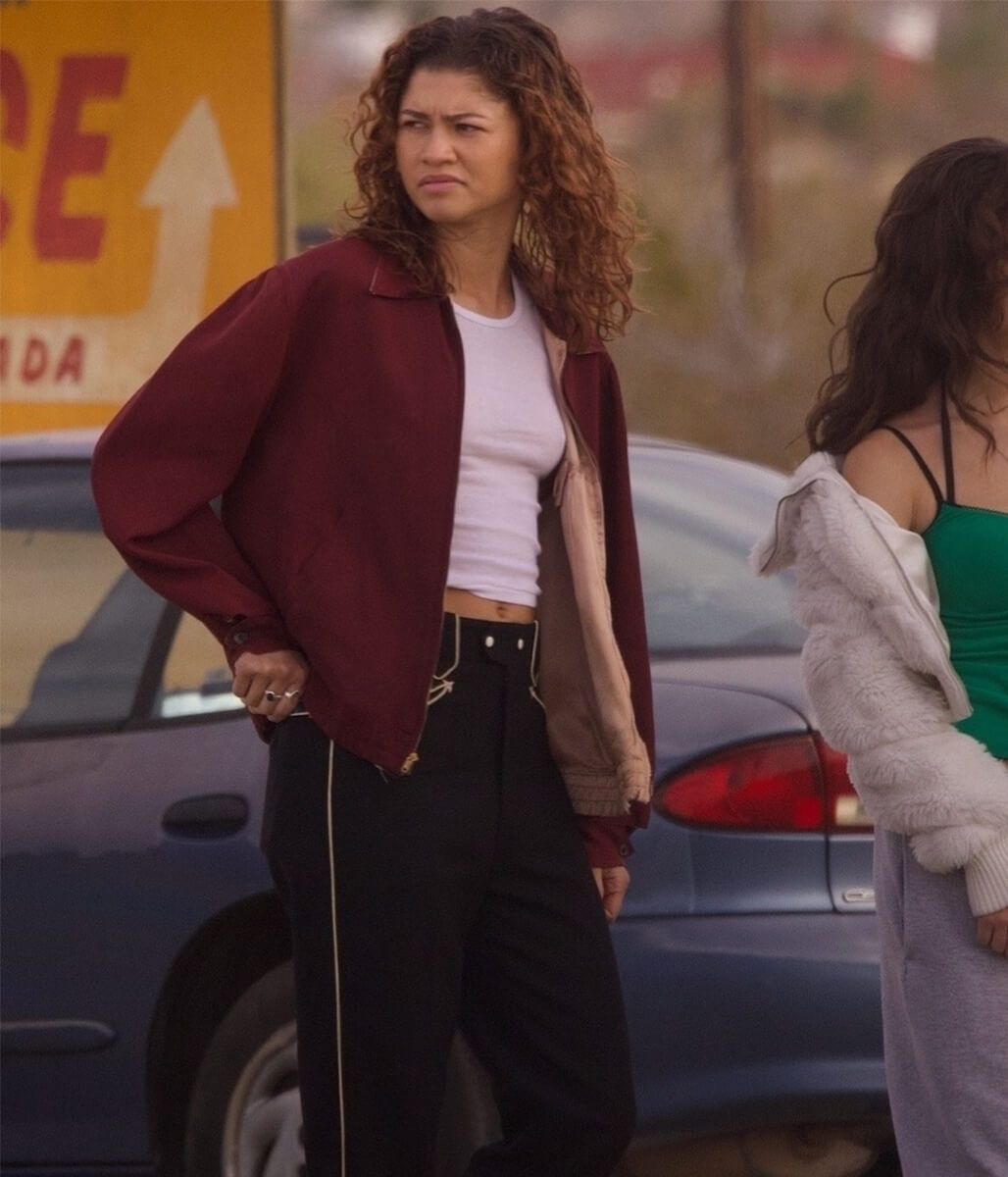 Zendaya Coleman Euphoria Season 03 Red Fleece Jacket