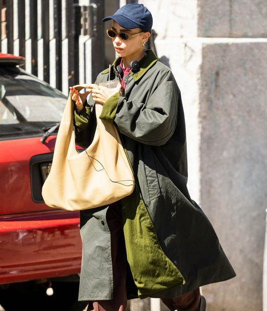 Zoe Kravitz Green Cotton Trench Coat